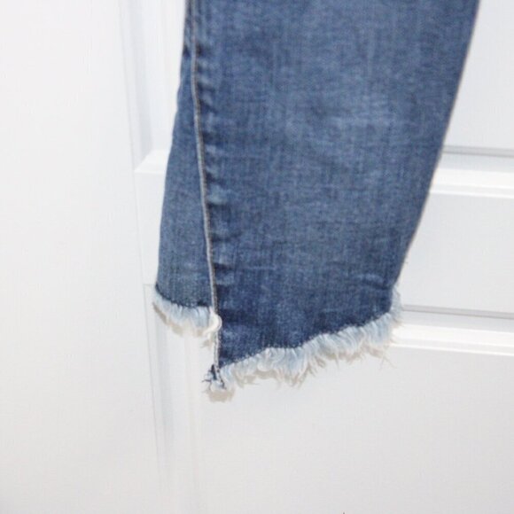 7 for all mankind Size 26 Mid Rise Skinny Raw Edge Step Hem Detail - Picture 5 of 6
